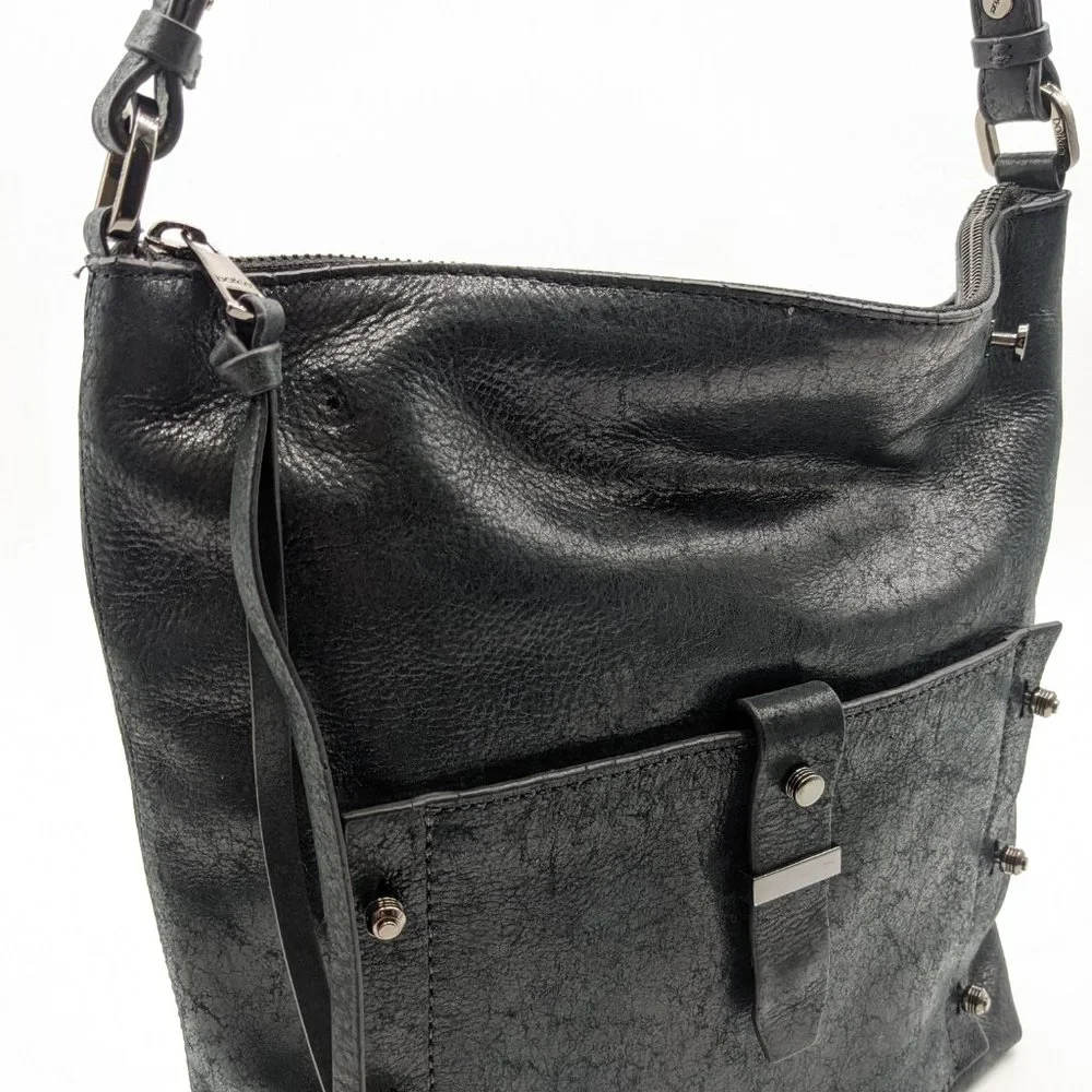 BOTKIER Warren leather women's shoulder hobo bag -BLACK (Used)